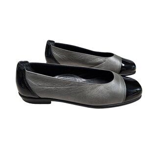 SAS Tripad Comfort Womens Leather Flats Black & Gray Slip On Ballet Flats Size 8